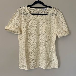 Gap cream lace see thru lace shirt sleeve shirt. S